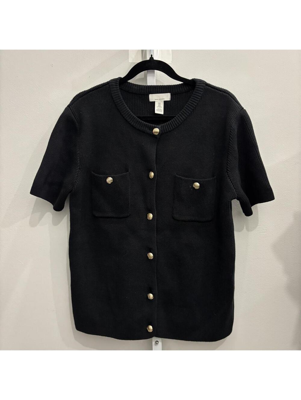 H&M Black Short Sleeve Button-Up Cardigan Sweater